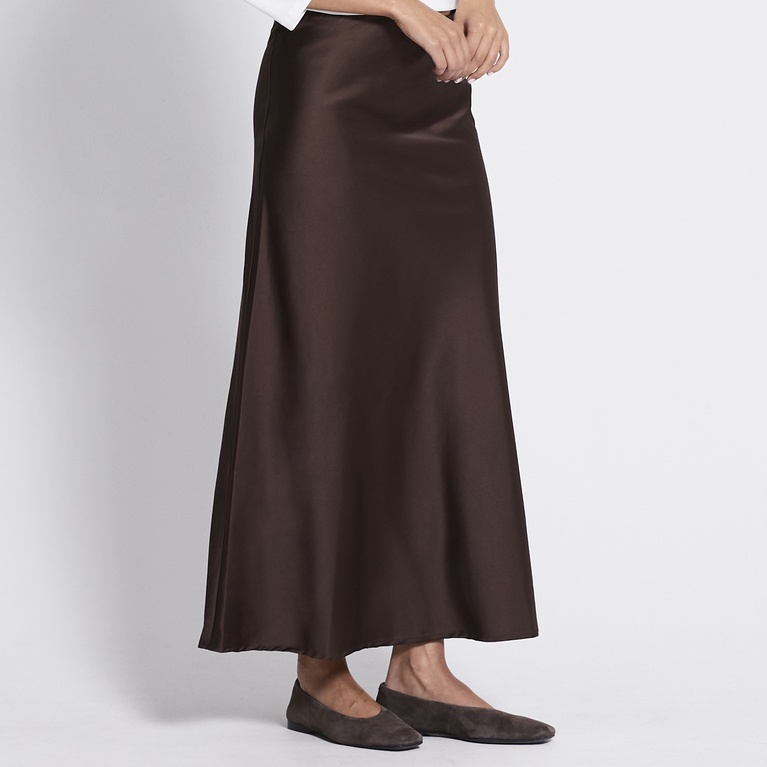 Satin skirt "Corinne" Brown